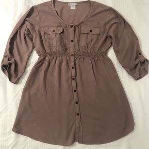 Shirt dress for women size M, color brown, 100% rayon